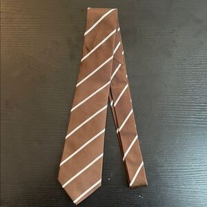 Purple Label, Ralph Lauren, Italian Striped Silk Faille Tie, Brown, Grey
